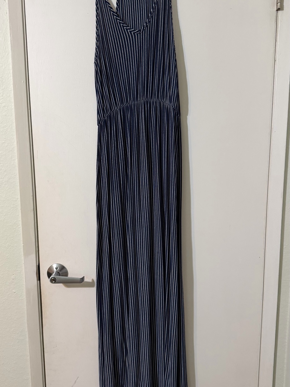 Duetime Maternity Navy White striped racer back maxi dress one size sleeveless